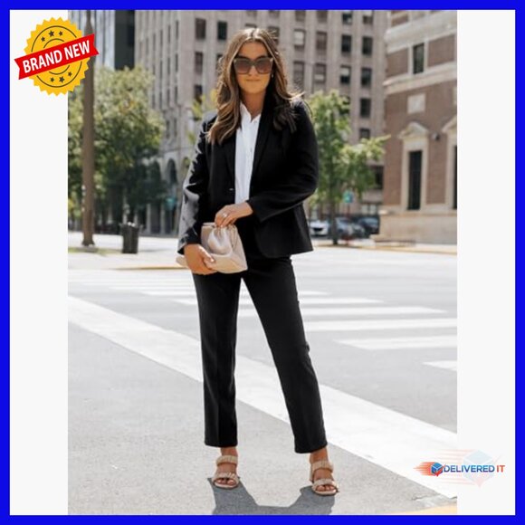 Professional Blazer Pantsuit Set Business Casual Office Wear Polyester Blend - Picture 2 of 7